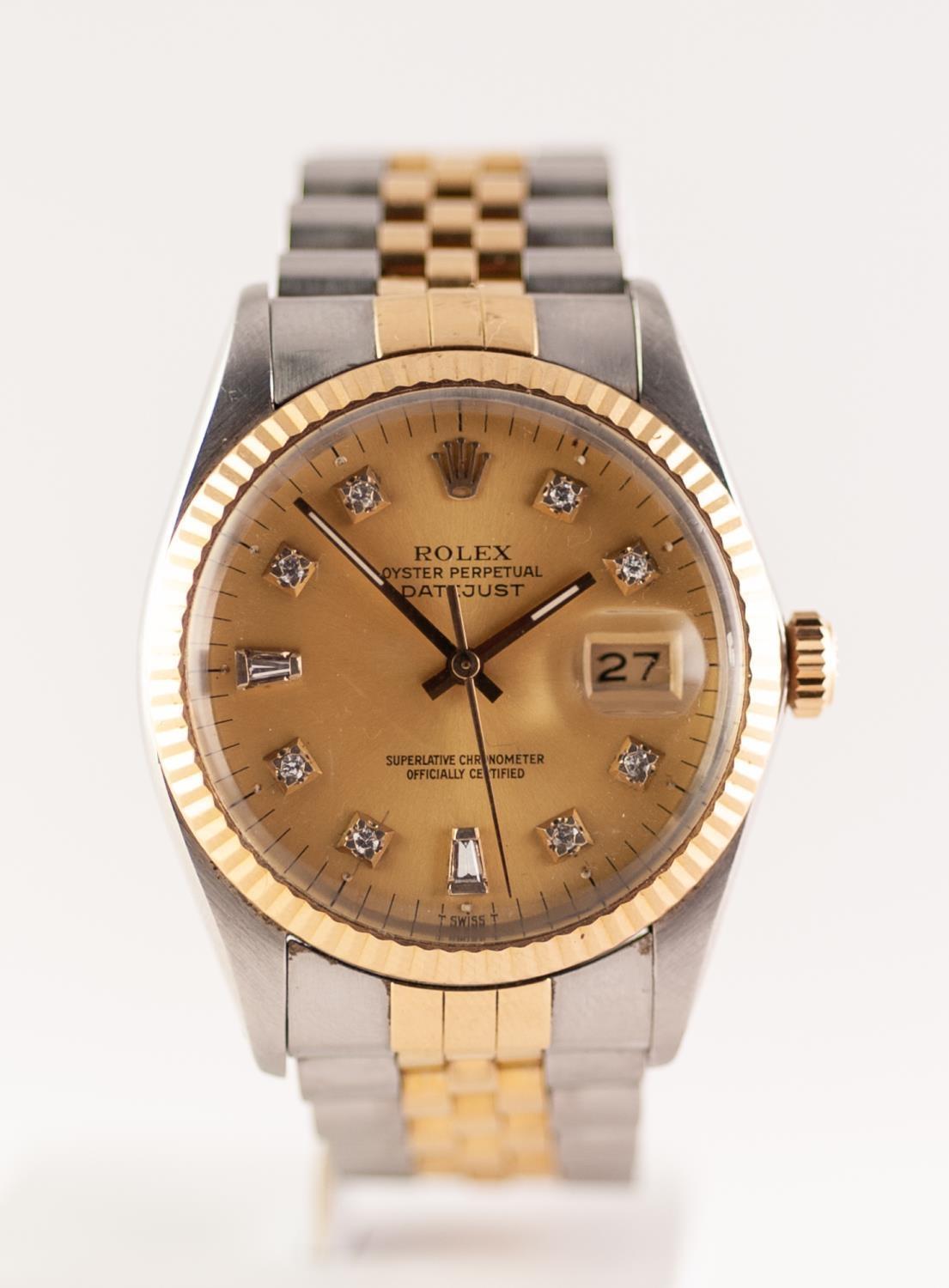 GENTS ROLEX OYSTER PERPETUAL DATEJUST SUPERLATIVE CHRONOMETER OFFICIALLY CERTIFIED, Swiss bi-metal - Image 2 of 3