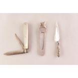 SILVER AND MOTHER OF PEARL CLASP FRUIT KNIFE with two blades, Sheffield 1907 a TROWEL PATTERN BOOK