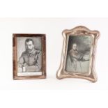 OAK FRAMED SILVER FRONTED EASEL PHOTO FRAME of Art Nouveau flavour, 7 1/2 " (19) high Birmingham