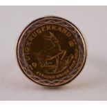 A TENTH KRUGERAND COIN LOOSE MOUNT IN A RING SHANK, ring size L1/2, 6.96g Good condition.
