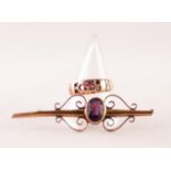 VICTORIAN 9ct GOLD RING, GYPSY SET WITH TWO TINY RUBIES (one missing) and one seed pearl, (3
