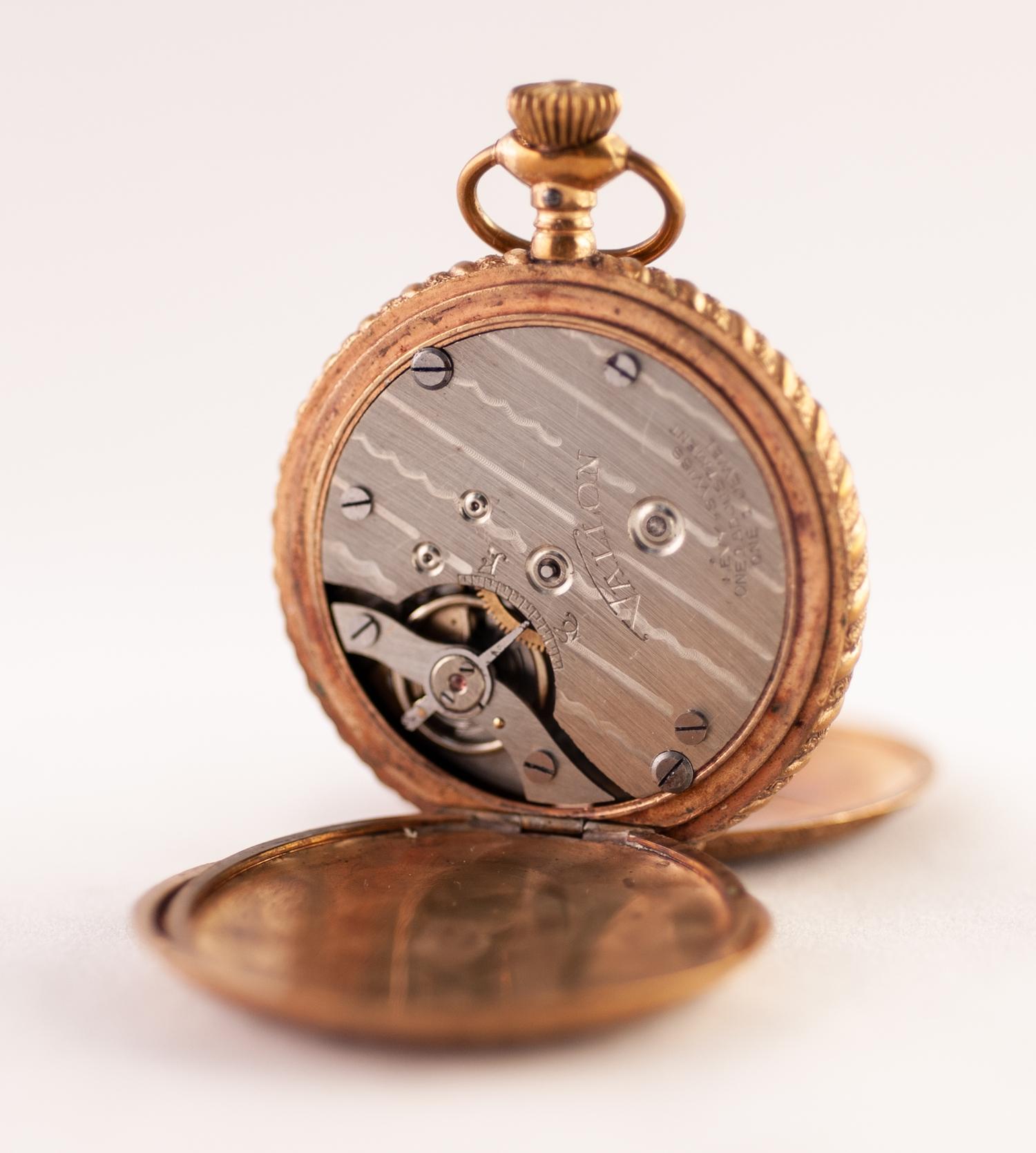 LADY'S VALLON, SWISS ROLLED GOLD FULL HUNTER POCKET WATCH with keyless movement with one - Image 3 of 3