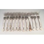 SET OF TWELVE BOARDMAN PLATE KINGS PATTERN TABLE FORKS, with double struck handles