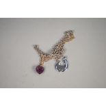 9ct GOLD FINE CHAIN NECKLACE, 18" long, 2gms and the FACETED HEART SHAPED AMETHYST PENDANT and two