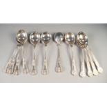 SET OF TWELVE ELECTROPLATE KINGS PATTERN SOUP SPOONS with double struck handles