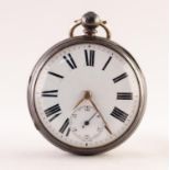 LATE VICTORIAN, L.W. OF PRESCOTT, SILVER OPEN FACED POCKET WATCH with key wind movement inscribed "