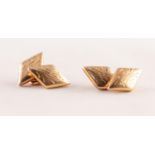 PAIR OF 15ct GOLD DIAMOND SHAPED DOUBLE CUFF LINKS engraved with a monogram "AM" 6.5gms