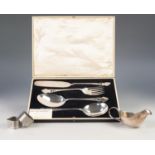 CASED SET OF ELECTROPLATE SERVERS, viz TWO SPOONS, CAKE SLICE AND FORK, with pierced spade shape