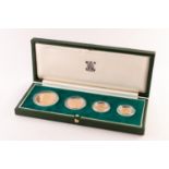 ROYAL MINT UK 1980 GOLD PROOF SET OF FOUR COINS, viz £5, £2, sovereing and half-sovereign, in 22ct