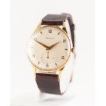 GENTS ZENITH 18ct GOLD SWISS WRIST WATCH with mechanical movement No. 4459013, the circular silvered