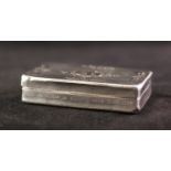 A NINETEENTH CENTURY FRENCH SILVER SNUFF BOX, the hinged cover and base engine turned and floral