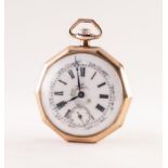 TACY WATCH CO., 'ADMIRAL', SWISS OPEN FACED DRESS POCKET WATCH with 15 jewels keyless movement,