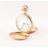 SYREN ROLLED GOLD FULL HUNTER POCKET WATCH with Swiss 15 jewels keyless movement, white Roman dial