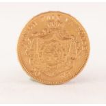 LEOPOLD II BELGIUM GOLD 20 FRANC 1878, 6.5gms (VF)