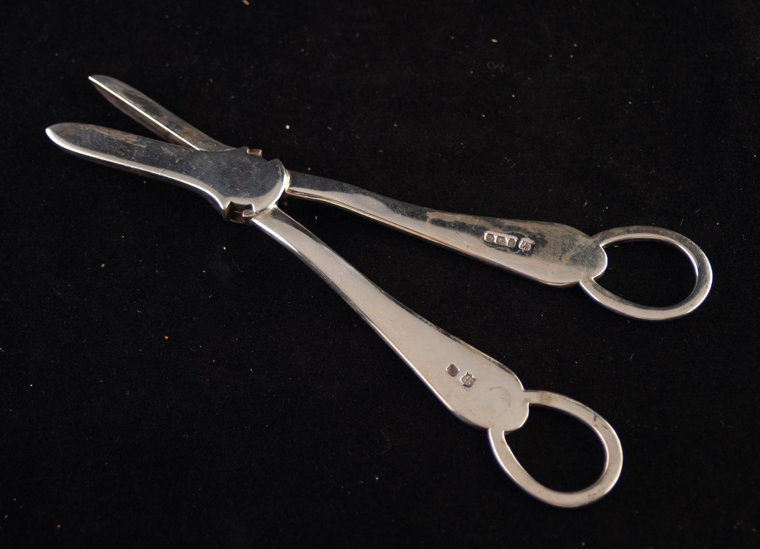 A PAIR OF LATE VICTORIAN SILVER GRAPE SCISSORS, Sheffield 1899, 3oz - Image 2 of 2