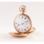 THOMAS RUSSELL & SON, LIVERPOOL, ROLLED GOLD FULL HUNTER POCKET WATCH with Swiss 17 jewels keyless