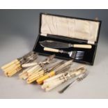 ELEVEN VICTORIAN SILVER MOTHER O'PEARL HANDLED FISH KNIVES AND TEN FORKS, Sheffield 1854-55, also