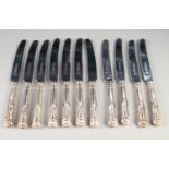 SET OF TWELVE BOARDMAN PLATE KINGS PATTERN DESSERT KNIVES, with stainless blades (12)