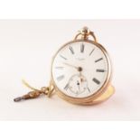 W.D. KEE OF PEEL, ISLE OF MAN, VICTORIAN SILVER GILT OPEN FACED POCKET WATCH with keywind