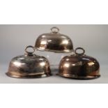 THREE ELECTROPLATED MEAT DOMES, all of typical form, including ione with boar's head crest, 9" (22.