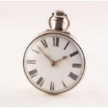 VICTORIAN SILVER OPEN FACED POCKET WATCH with key wind movement, by a London maker, white Roman