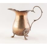 GEORGIAN STYLE SILVER CREAM JUG baluster shaped with broad shaped lip and "c" scroll handle and