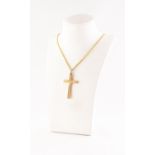 TIFFANY & CO CROSS PENDANT, ON CHAIN. With engine-turned decoration, on a matched chain. Pendant