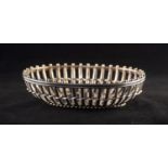 A HEAVY LATE VICTORIAN SMALL OVAL SILVER BASKET, London 1898, 10 1/2oz