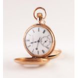LADY'S WALTHAM GOLD COLOURED METAL DEMI HUNTER POCKET WATCH with keyless movement no 7534434, the