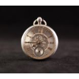 VICTORIAN SILVER CASED OPEN FACED POCKET WATCH with key wind movement having engine turned silver