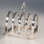 EDWARD VINERS SILVER FOUR DIVISION TOAST RACK with spade shaped loop handle, 3 3/4" (9.5) wide,