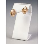 PAIR OF GOLD COLOURED METAL FINE ROPE PATTERN KNOT EARRINGS each set with centre cultured pearl