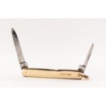 9ct GOLD DOUBLE PEN KNIFE, 16.59g gross good condition.