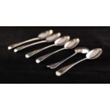 SET OF SIX VICTORIAN SILVER TEASPOONS engraved classical design with vacant cartouch maker GA (