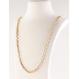 9ct GOLD BAR LINK CHAIN NECKLACE, length 76cm, 14.83g Good condition.