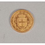 ITALIAN 20 LIRA GOLD COIN 1881, 6.5gms (EF)