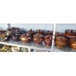 LARGE SELECTION OF 'PEARSONS' STONEWARE TO INCLUDE OVEN TO TABLE CASSEROLE POTS (10), FIVE WATER