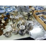 ELECTROPLATE TO INCLUDE COOPER BROTHER TEAPOT, MILK JGS, SUGAR BOWLS, TEAPOTS, HOT WATER POT,