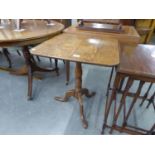 A SMALL 19TH OAK SQUARE TOP TRIPOD TABLE