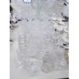 QUANTITY OF CUT AND PLAIN STEM WINE GLASSES AND TUMBLERS (APPROX 45 PIECES)