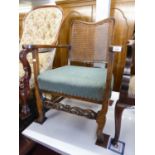 1930's OAK BERGERE OPEN ARMCHAIR