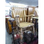 A 19TH CENTURY ELM AND BEECHWOOD ARMCHAIR