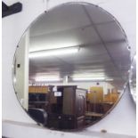 LARGE CIRCULAR BEVELLED EDGE FRAMELESS WALL MIRROR, 29"DIAMETER