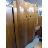1960?S LADY?S AND GENT?S FIGURED WALNUT WARDROBES WITH SERPENTINE FRONTS