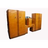 FOUR PIECE EPSTEIN ART DECO BIRDS EYE MAPLE BEDROOM SUITE, comprising: LADIES TWO DOOR WARDROBE,