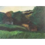 WALKER (Twentieth/Twenty First Century) PASTEL Landscape with buildings Signed and dated (19) '75