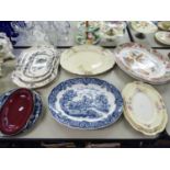 TWO CARLTON WARE 'ROUGE ROYALE' DISHES, THREE BROWNFIELDS & SONS 'WOODLAND' MEAT PLATES, ALFRED