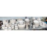 DENBY STONEWARE 'TASMIN' PATTERN DINNER AND TEA WARES OF 75 PIECES INCLUDING LIDS, VIZ TEA SET OF