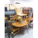 CIRCULAR TOP PEDESTAL DINING TABLE AND FOUR DINING CHAIRS