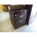 WITHY GROVE STORES, MANCHESTER, BENT STEEL SAFE WITH BRASS PLAQUE, 25" HIGH, 20" WIDE